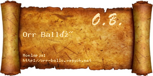 Orr Balló névjegykártya